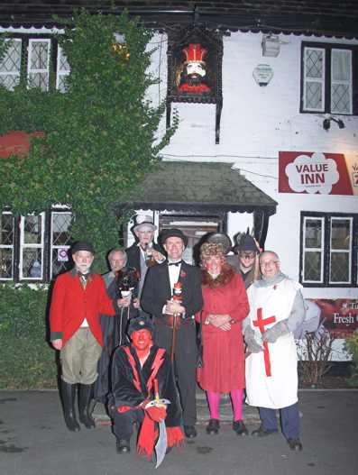 The Gang outside the Saracen's Head on the last day